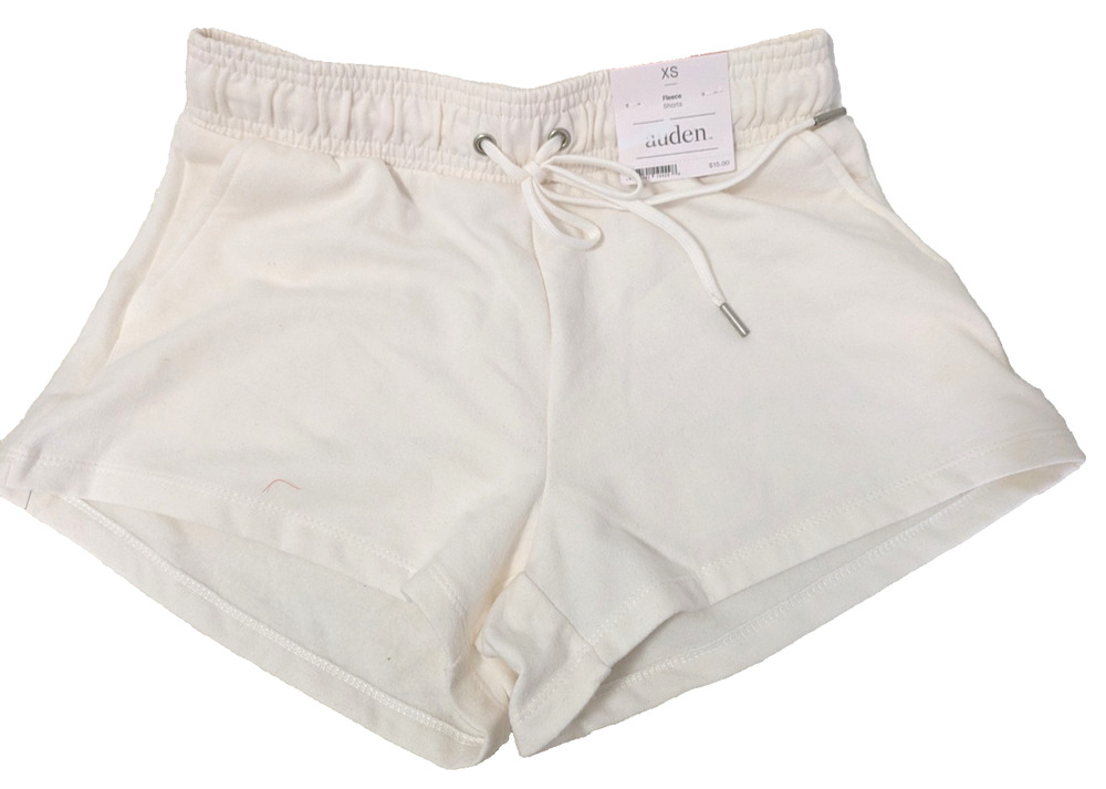 Women's Fleece Shorts White XS Drawstring Waist Lounge Beach Resort